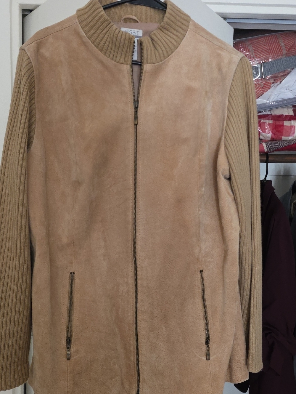 Jessie Sport Tan Suede Zip Jacket